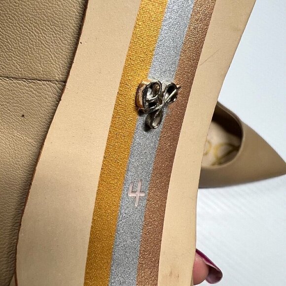 Sam Edelman Womens Pump Stiletto High Heels Solid Tan Leather Pointed Toe - Picture 13 of 14